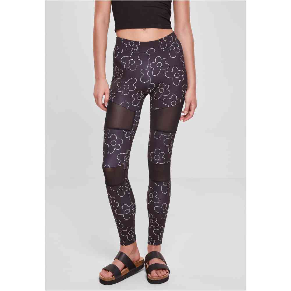 Urban Classics - Tech Mesh All over print Leggings - Black/White